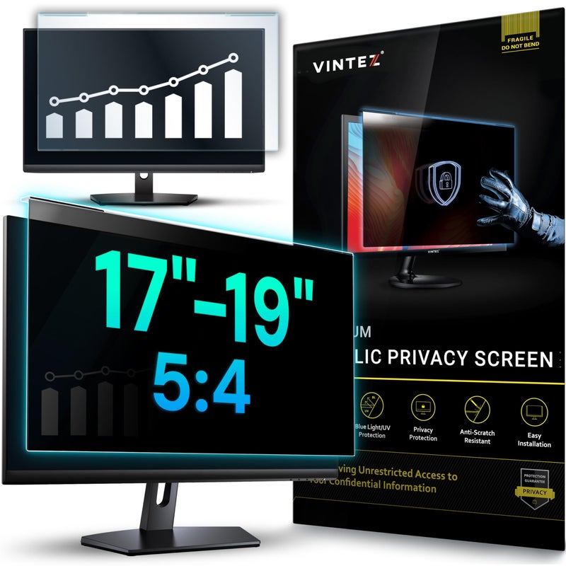 VINTEZ Universal Acrylic 17, 17.1, 18.1, 19 Inch Computer Privacy Screen Filter for Square Computer Monitors - 5:4 Aspect Ratio - 15.3" x 12.6" (390 x 320mm) - Monitor Frame Hanging Type - Image 1